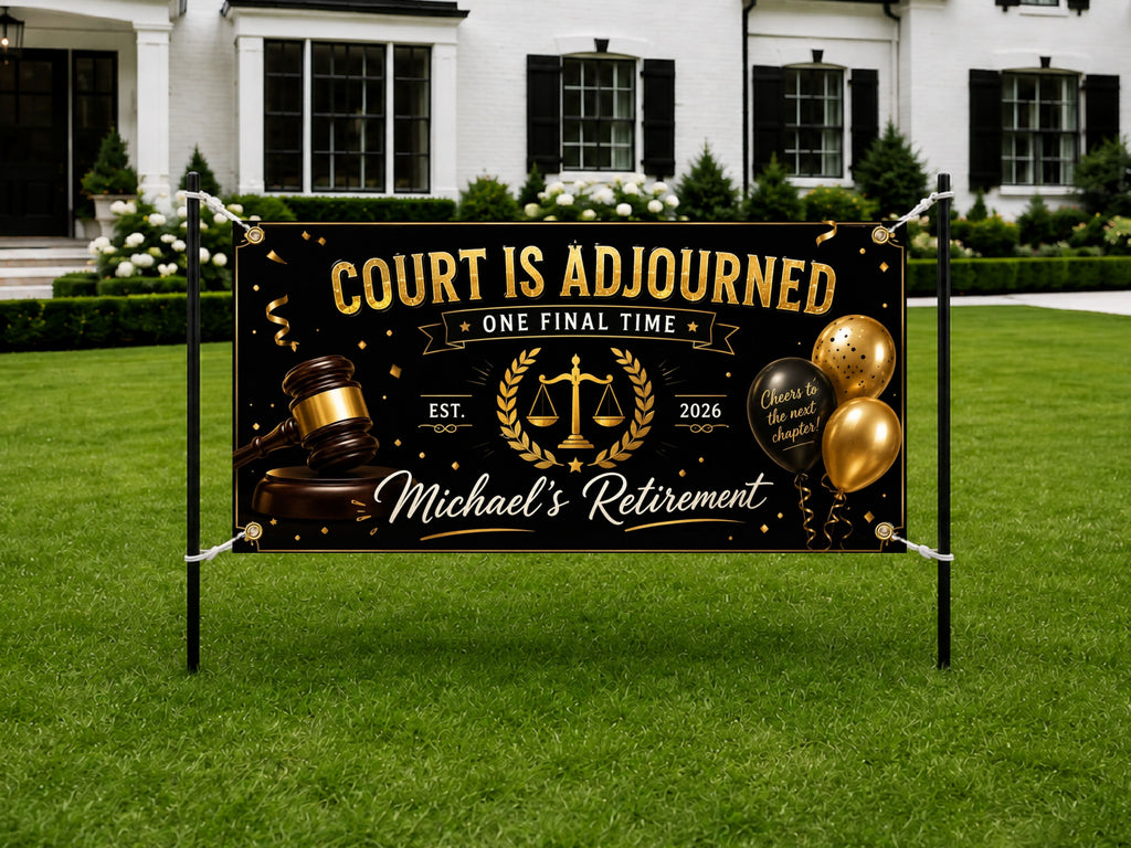 Judge Retirement Banner, Court Retirement Sign, Retirement Party Backdrop
