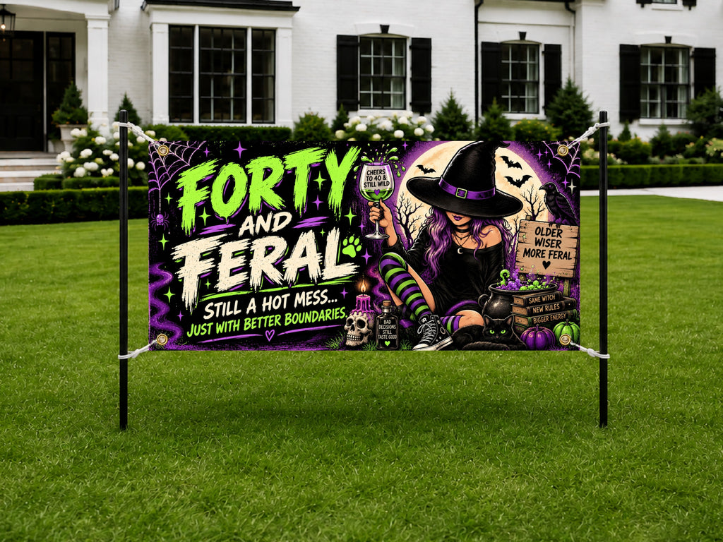 Witch 40th Birthday Banner