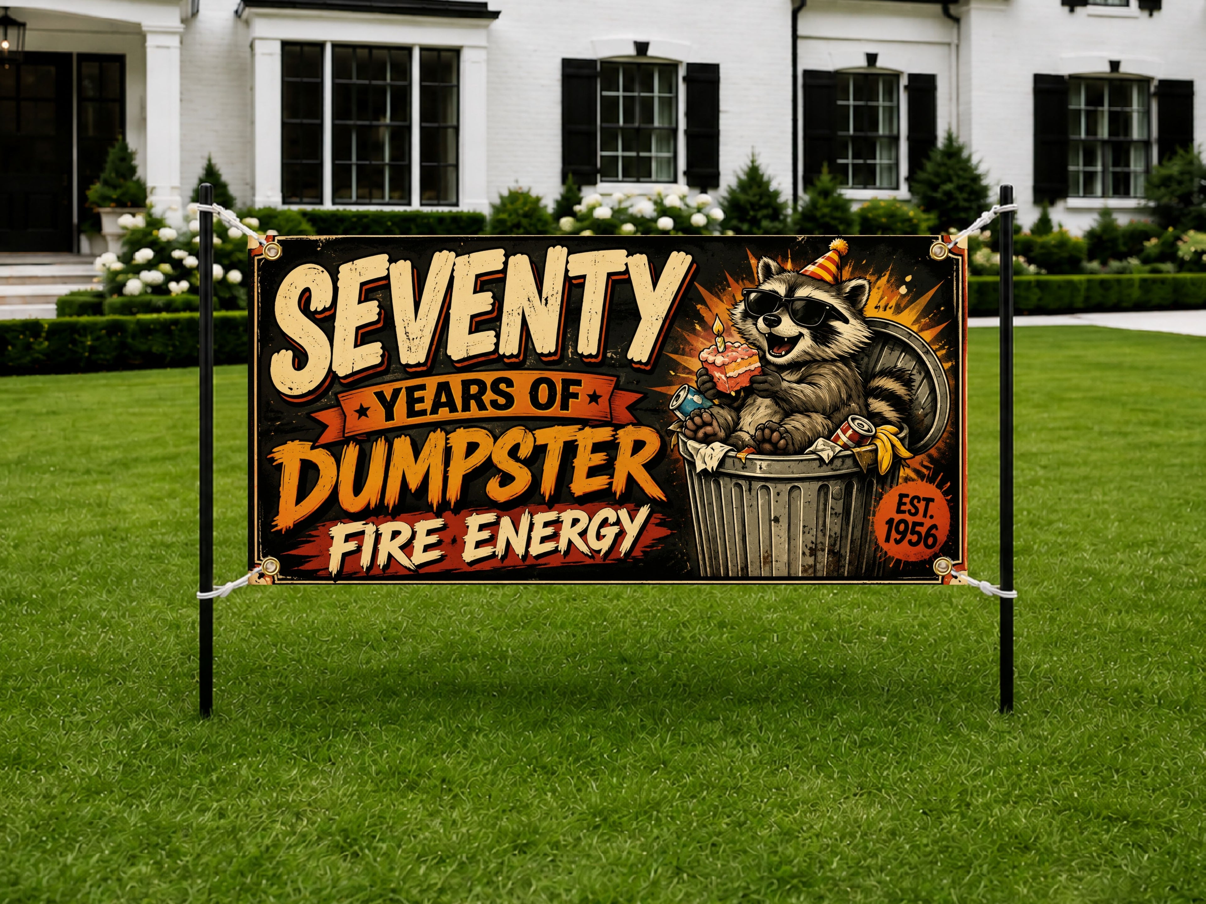 70th Raccoon Dumpster Banner