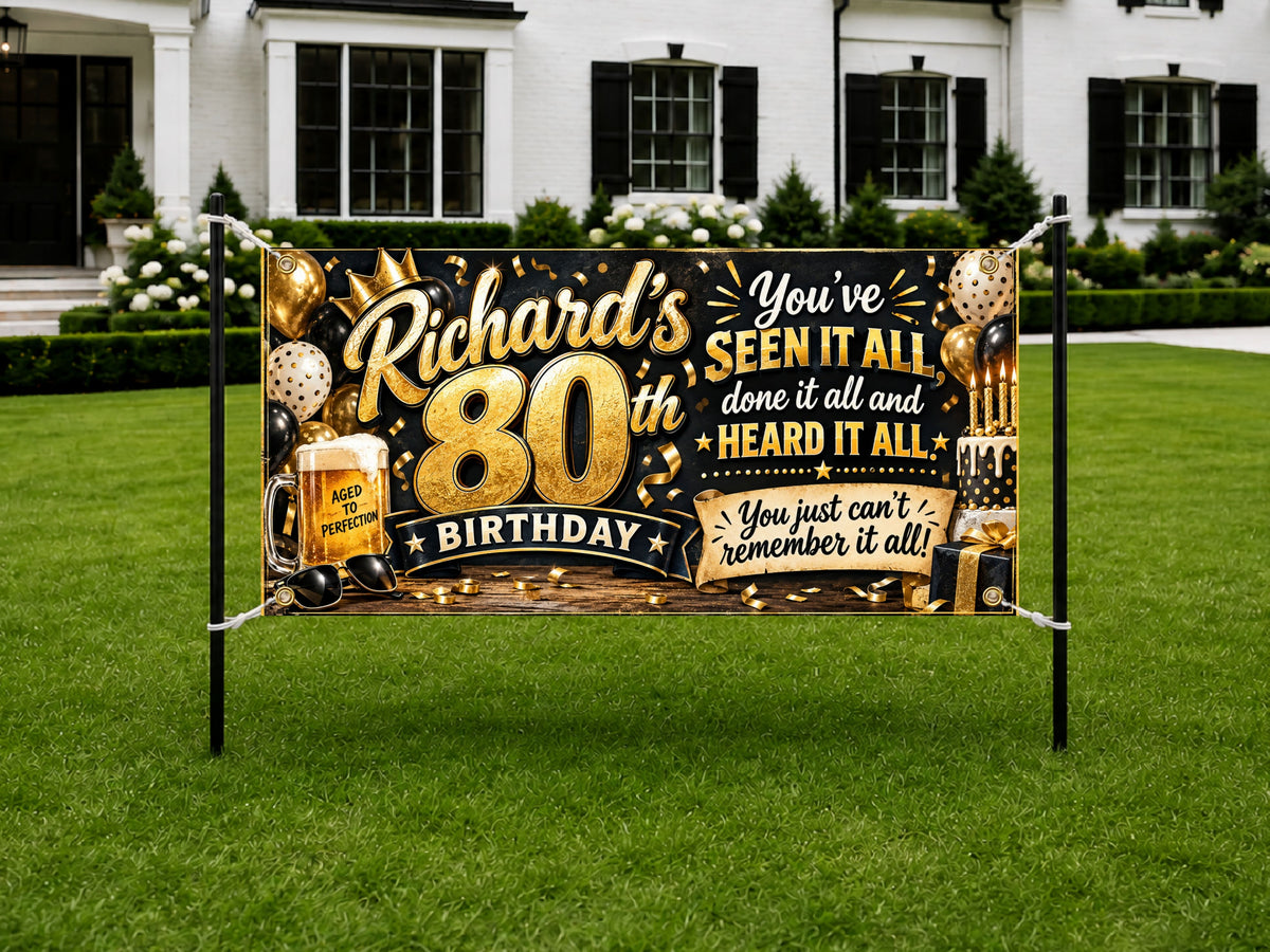 Vintage 80th Birthday Banner
