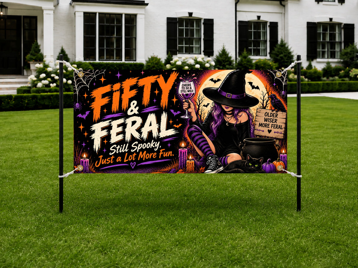 Witch 50th Birthday Banner