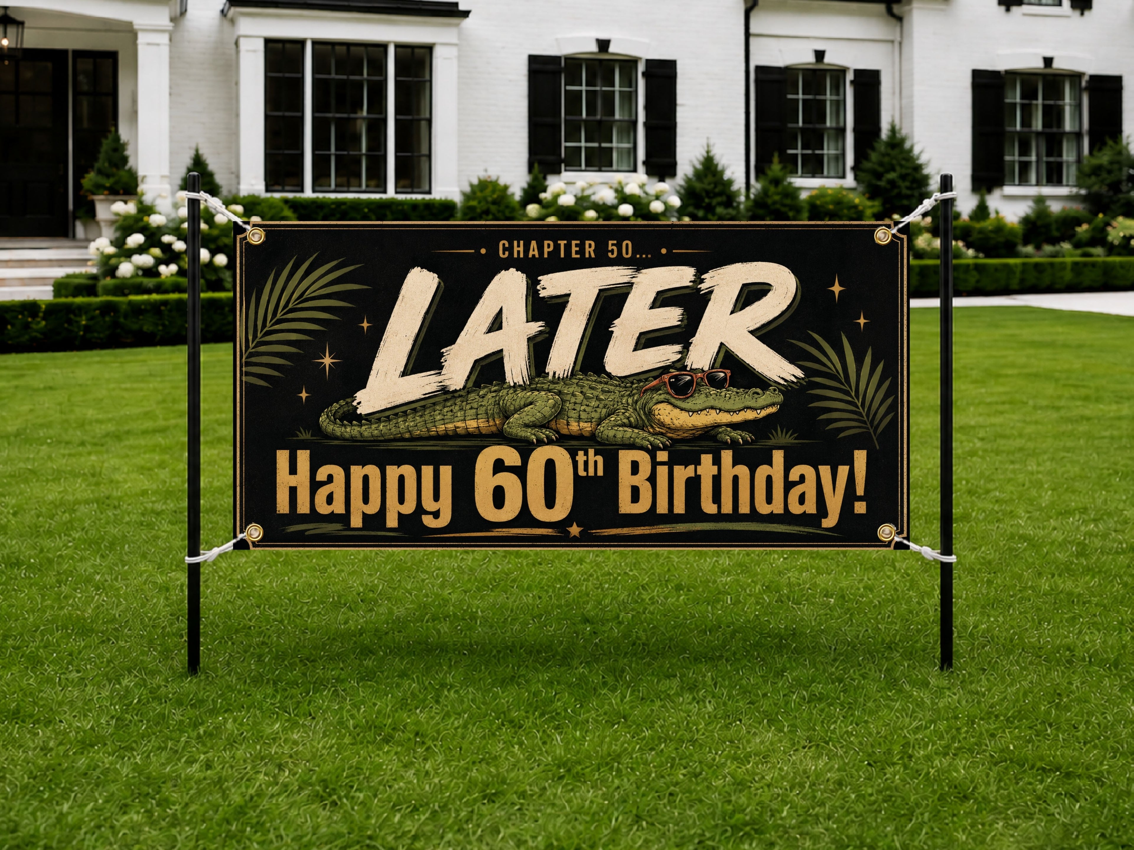 60th Birthday Banner, Later Alligator Sign, Party Backdrop