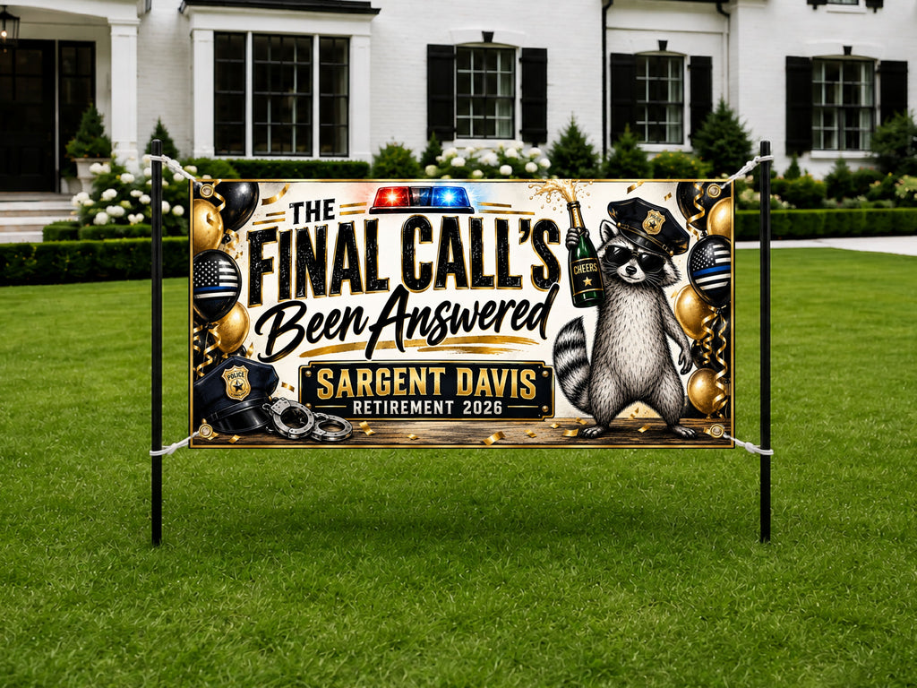 Raccoon Police Retirement Banner