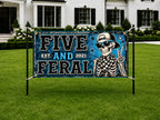 Funny 5th Birthday Banner, Skeleton Party Sign, Boy Backdrop