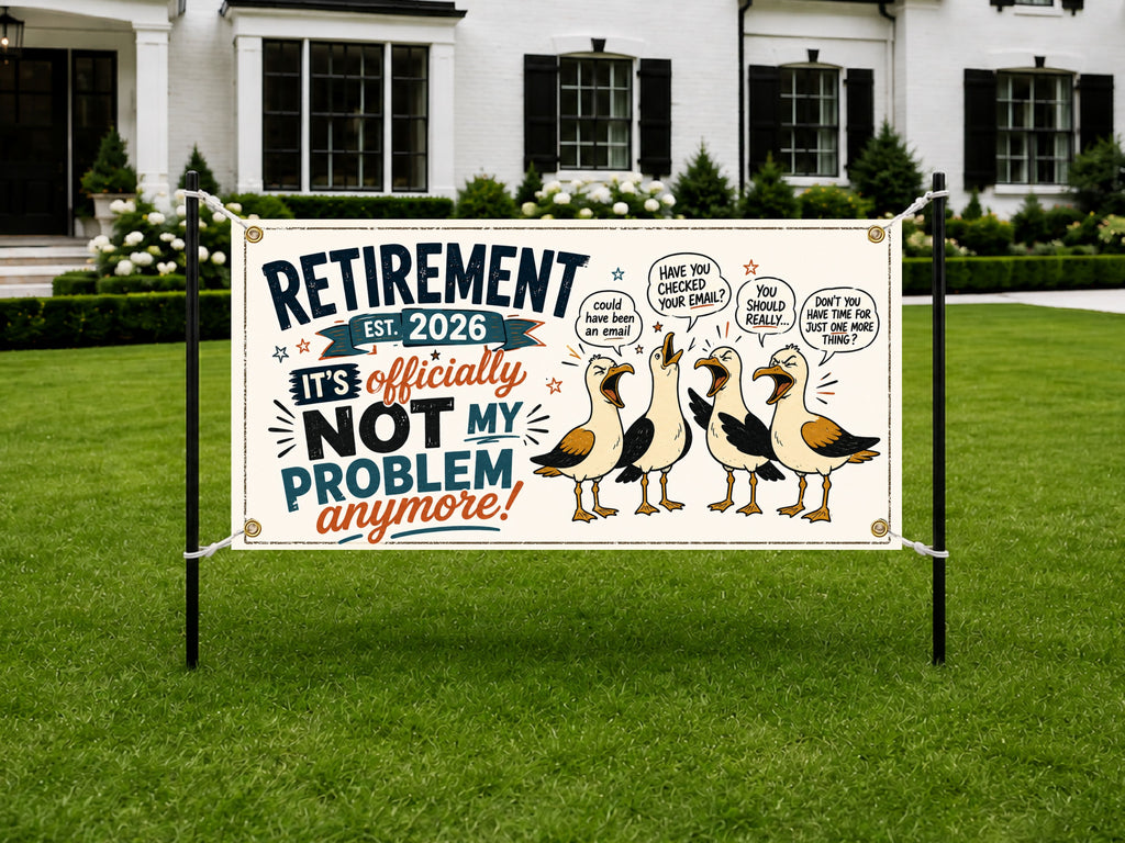 Funny Coworker Retirement Banner, Sarcastic Retirement Sign