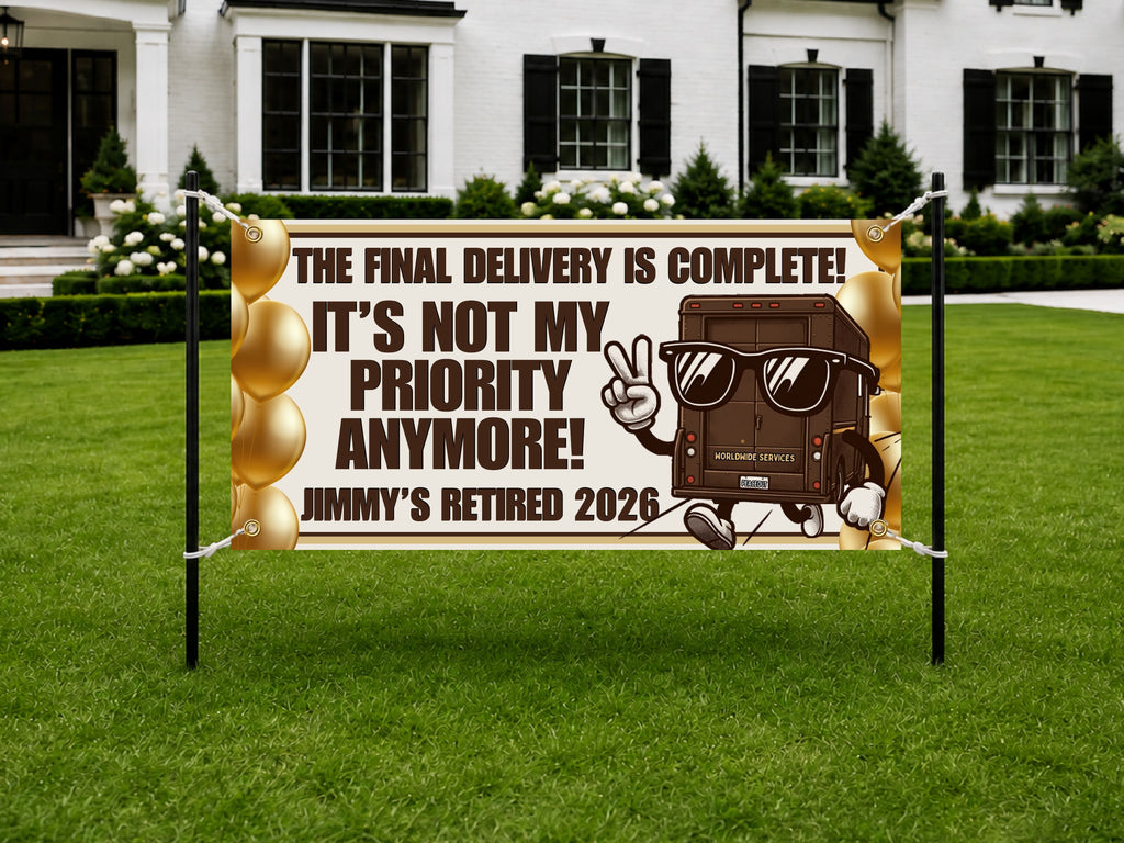 Funny Retirement Banner, Retirement Party Sign for a Delivery Driver