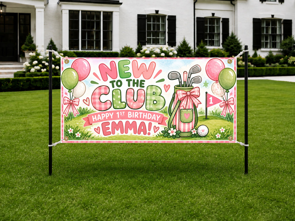 1st Birthday Pink Golf Banner