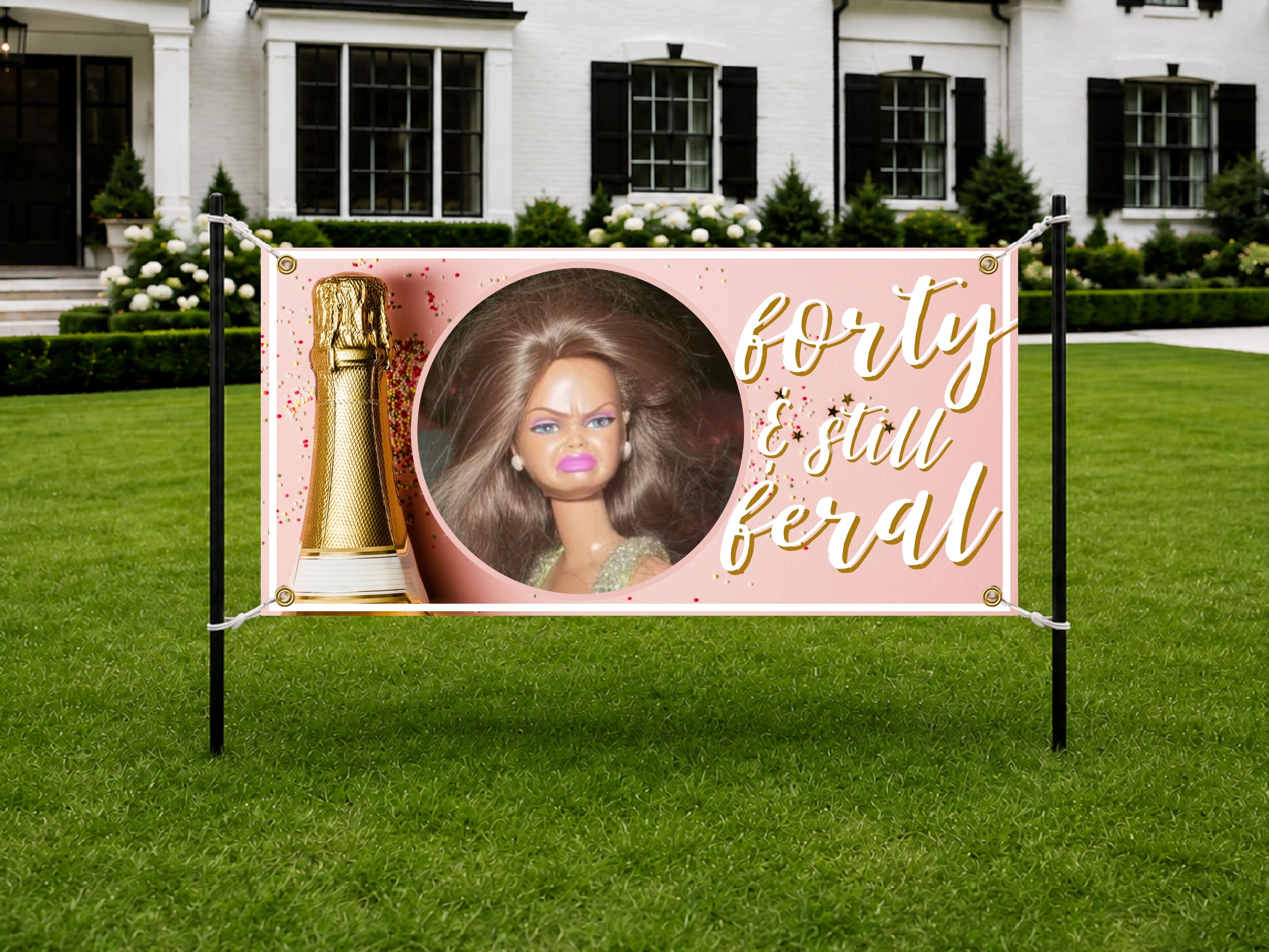 Funny Forty and Still Feral 40th Birthday Banner