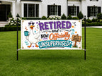 Funny Retirement Banner, Unsupervised Goose Sign, Office Party Backdrop