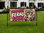 Funny 4th Birthday Banner, Feral Raccoon Sign, Kid Backdrop