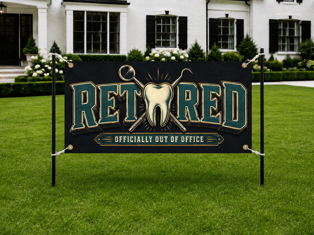 Dentist Retirement Banner, Dental Office Farewell Sign, Party Backdrop