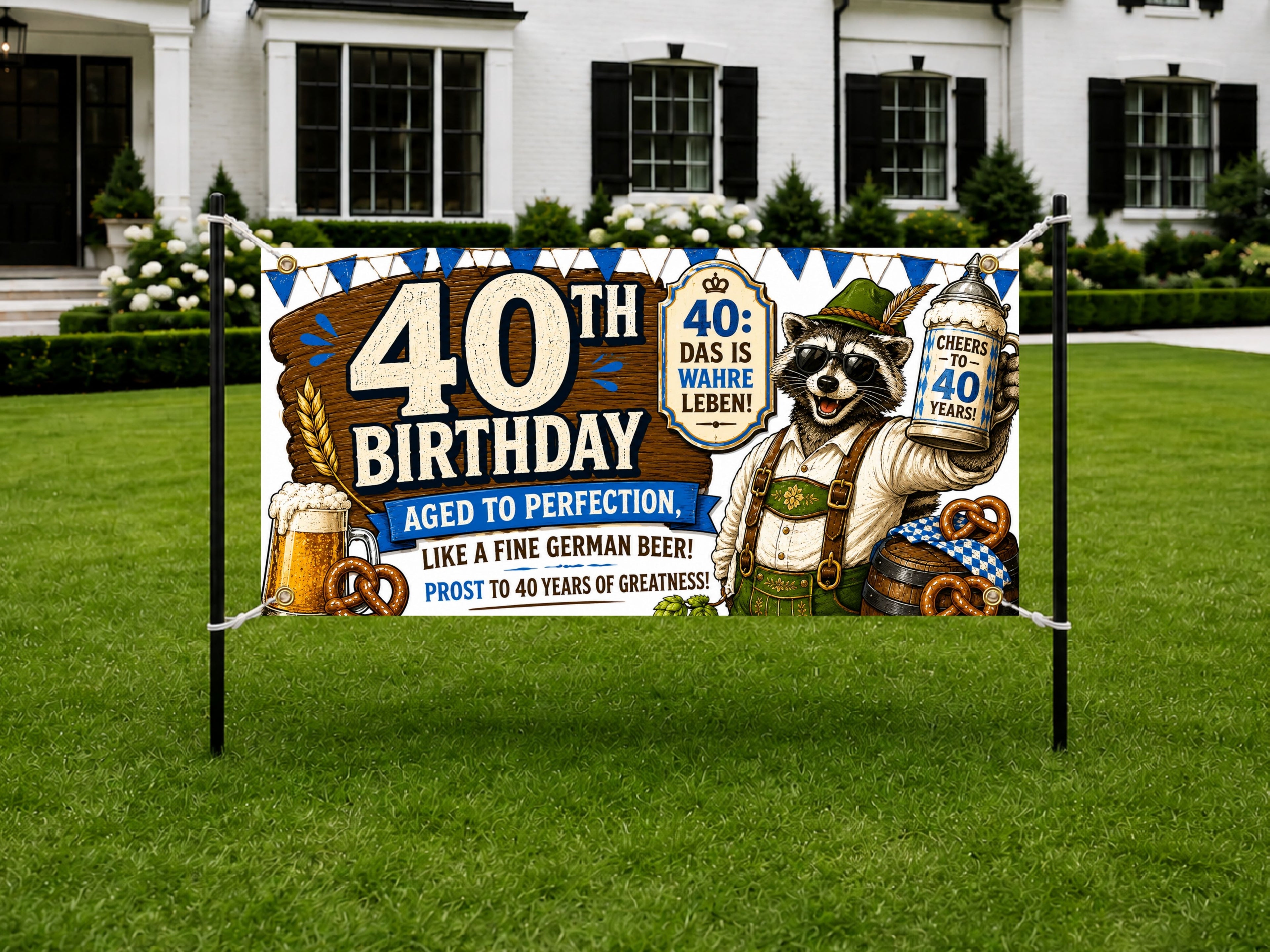 40th Birthday Banner, German Beer Party Backdrop, Funny Oktoberfest Sign
