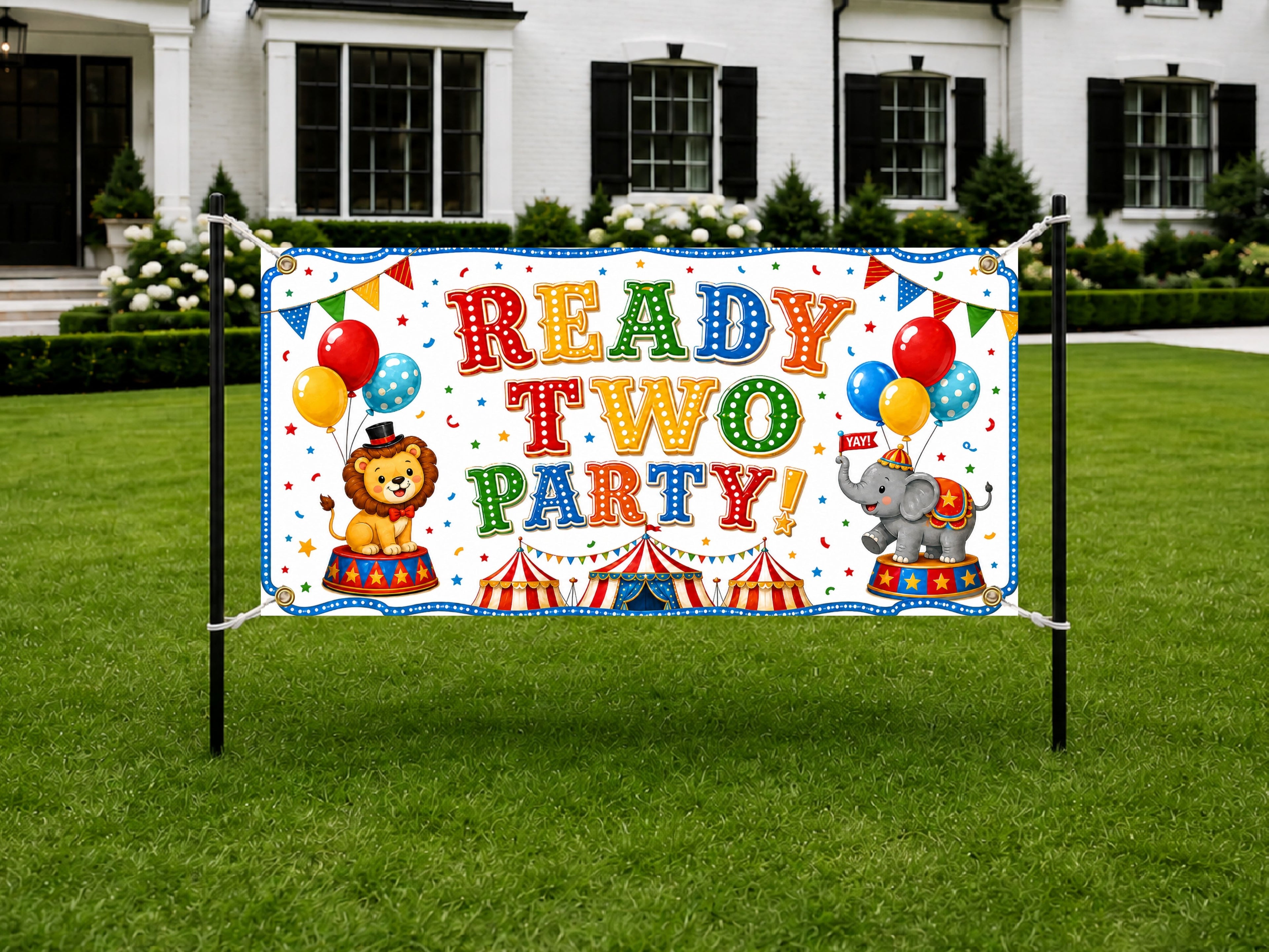 Funny 2nd Birthday Banner, Circus Party Sign, Kids Backdrop