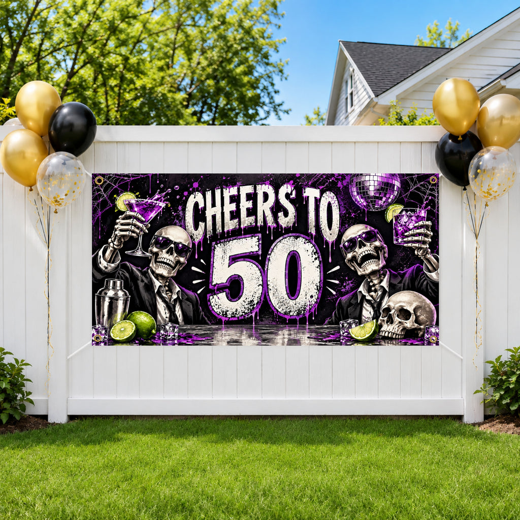 Skeleton 50th Birthday Banner