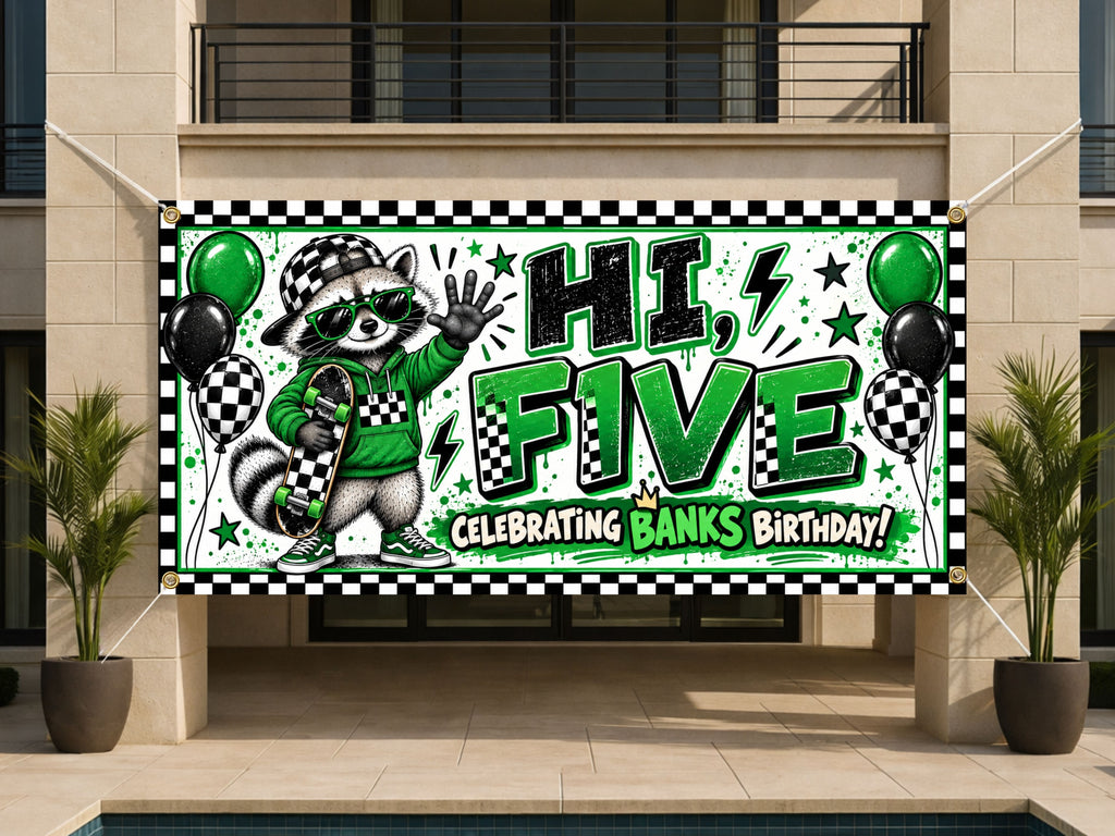 Raccoon 5th Bday Banner