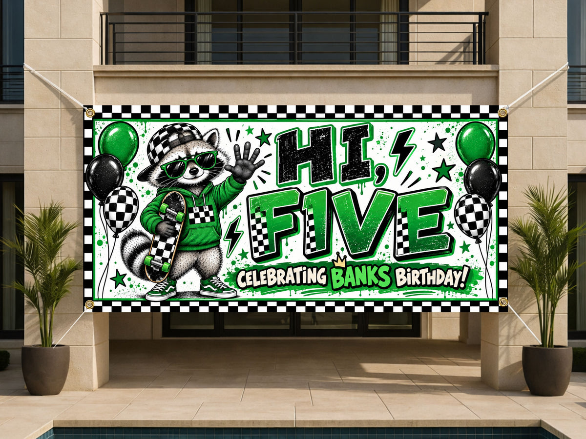 Raccoon 5th Bday Banner