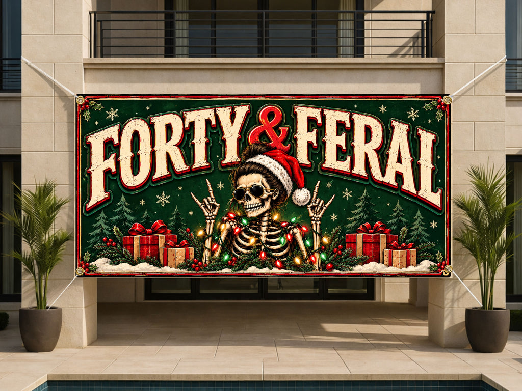 Feral Christmas Skeleton 40th Banner