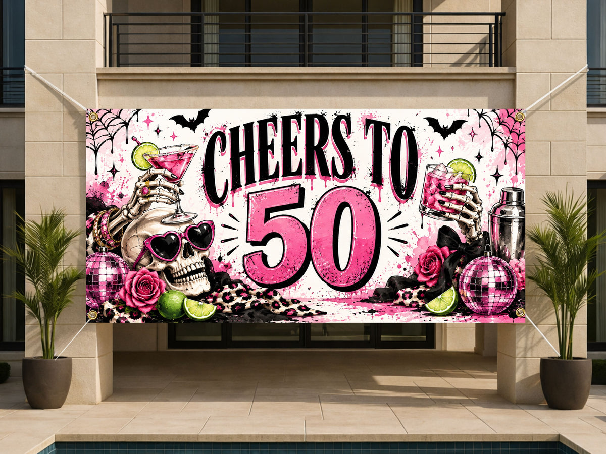 50th Skeleton Birthday Banner