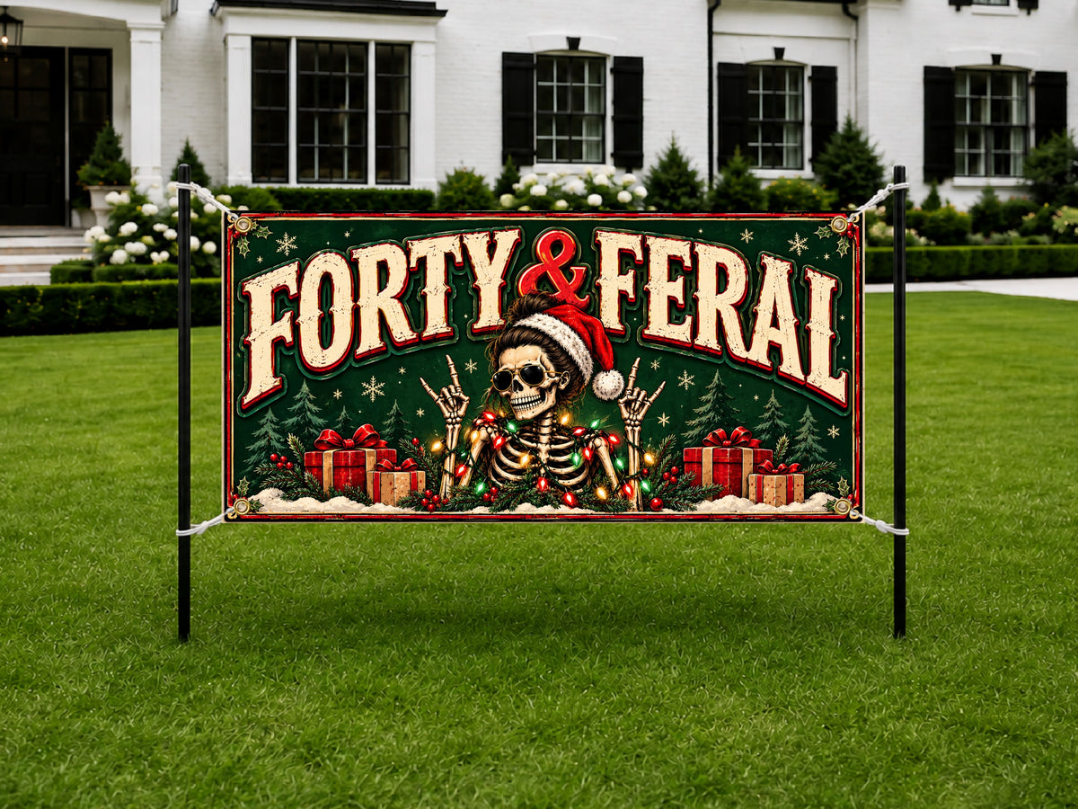 Feral Christmas Skeleton 40th Banner