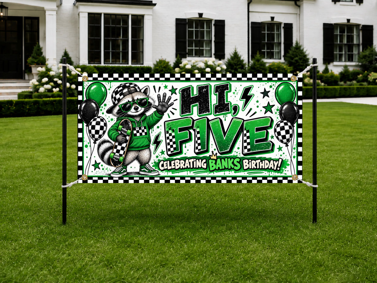 Raccoon 5th Bday Banner