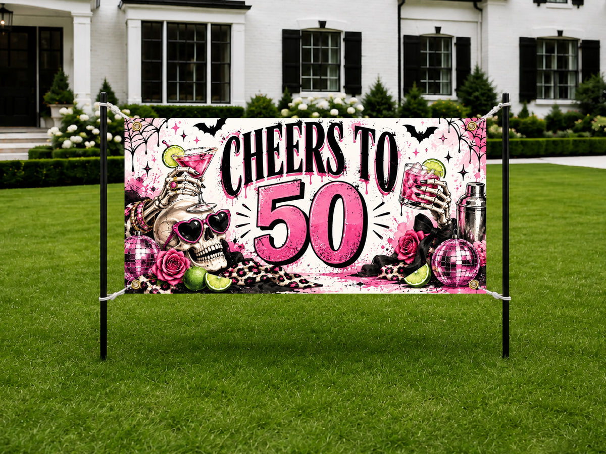 50th Skeleton Birthday Banner