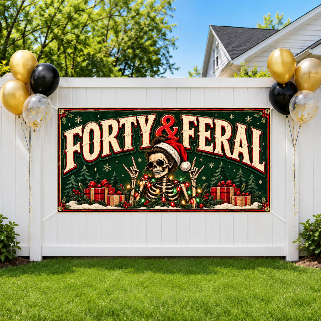 Feral Christmas Skeleton 40th Banner