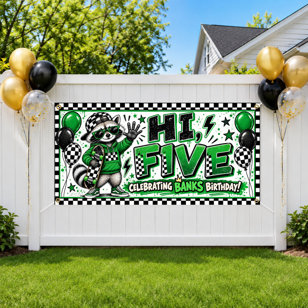 Raccoon 5th Bday Banner