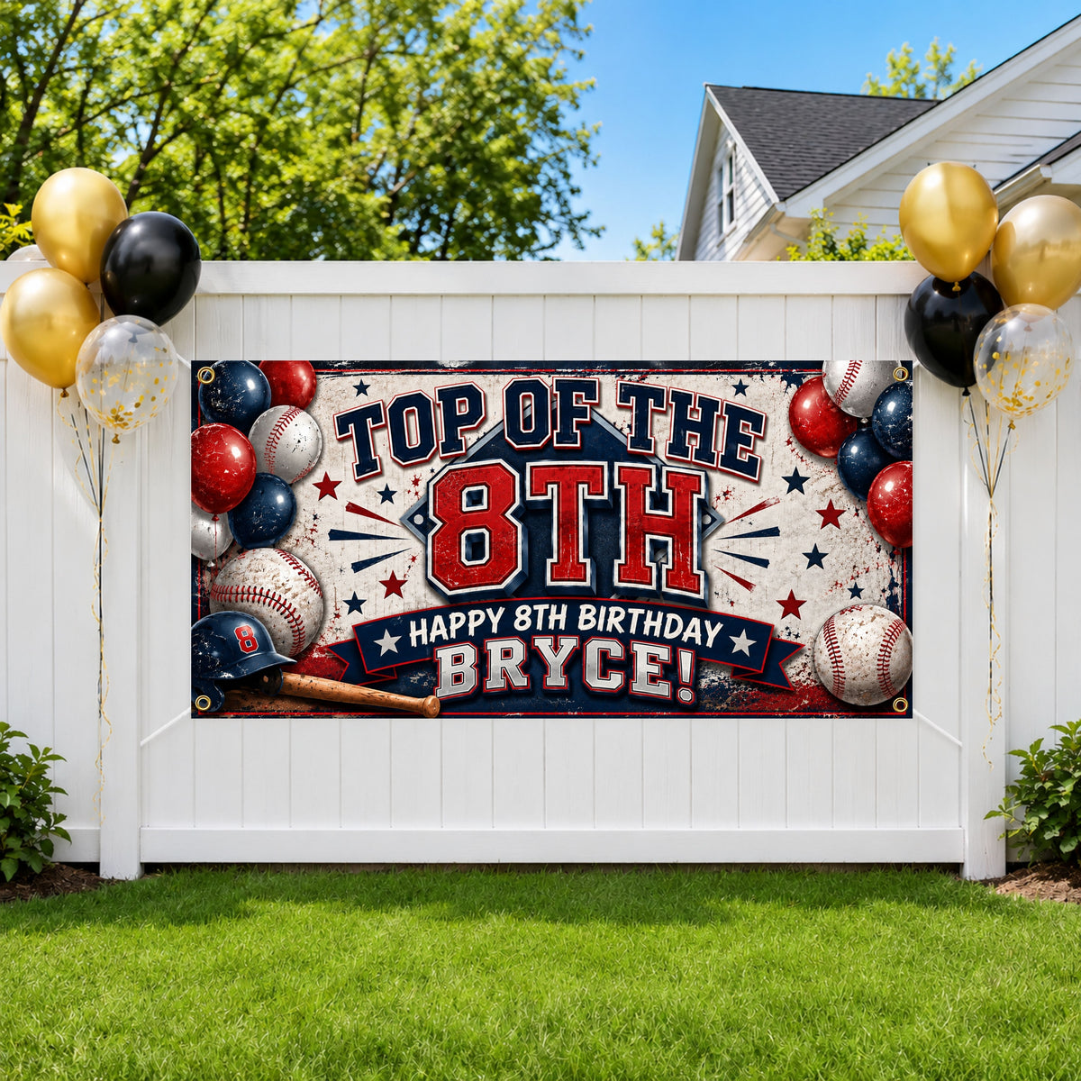 Baseball 8th Birthday Banner