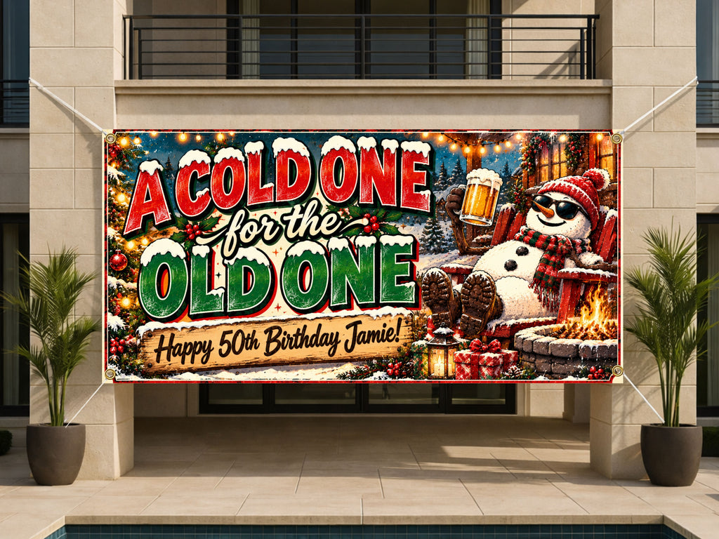 Cold One Snowman 50th Banner