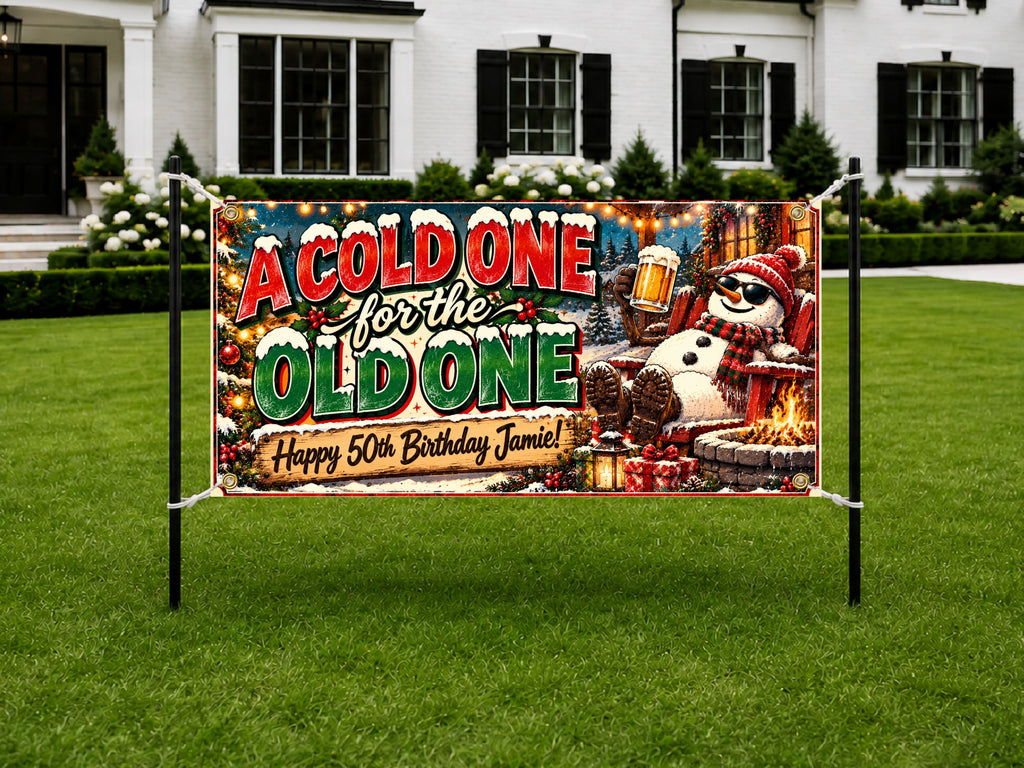 Cold One Snowman 50th Banner
