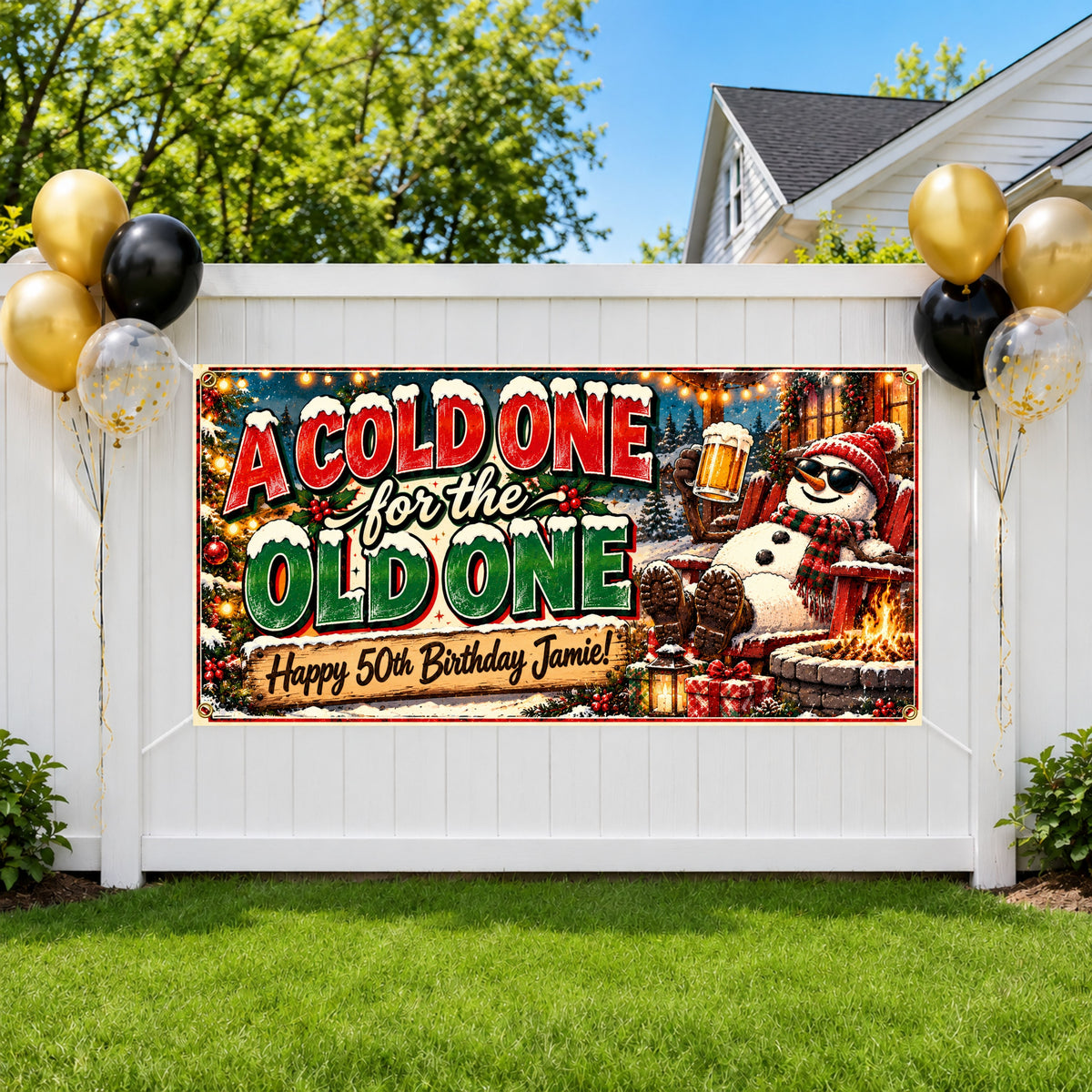Cold One Snowman 50th Banner