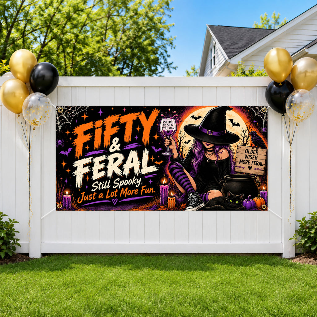 Witch 50th Birthday Banner