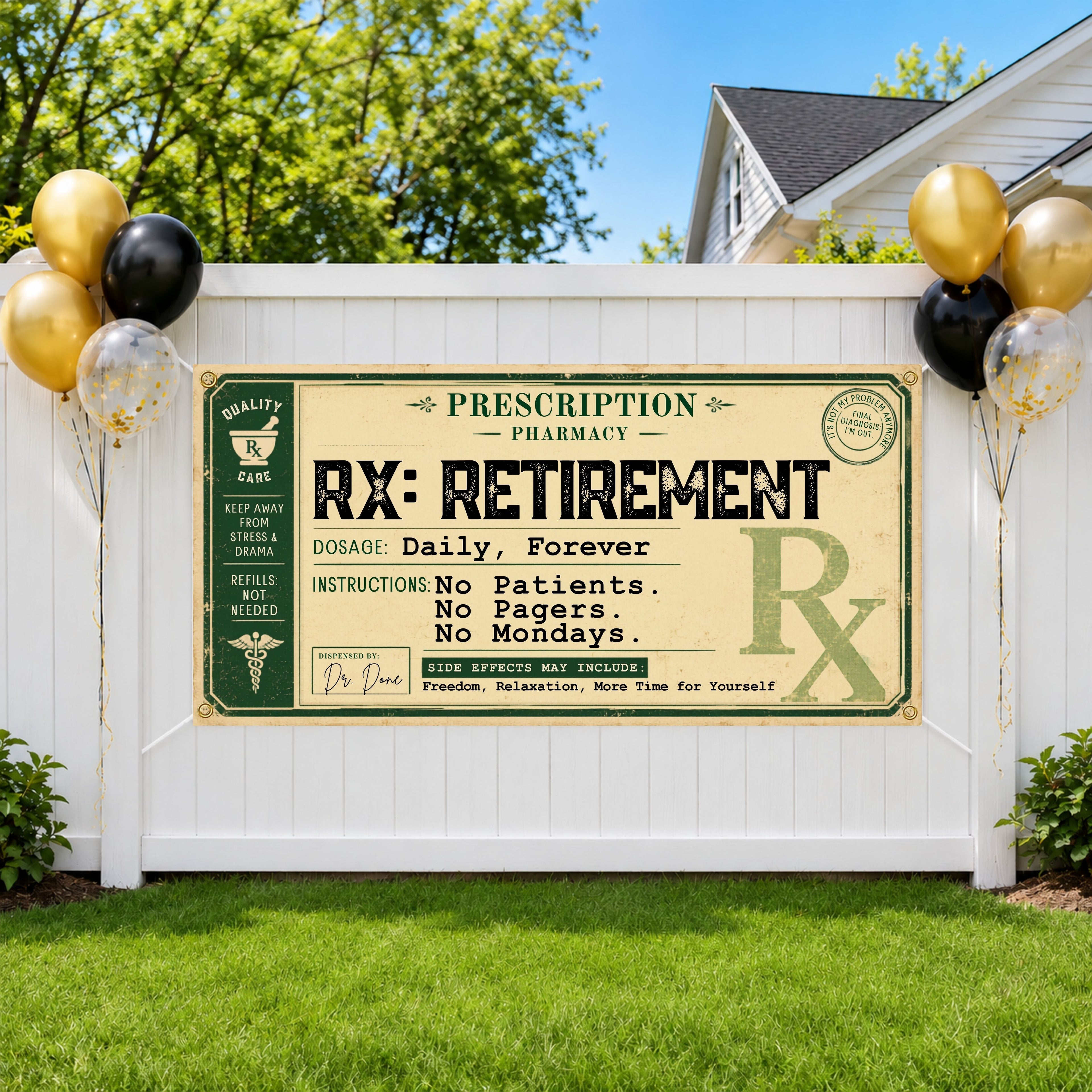 Pharmacist Retirement Banner, Prescription Sign, Pharmacy Farewell