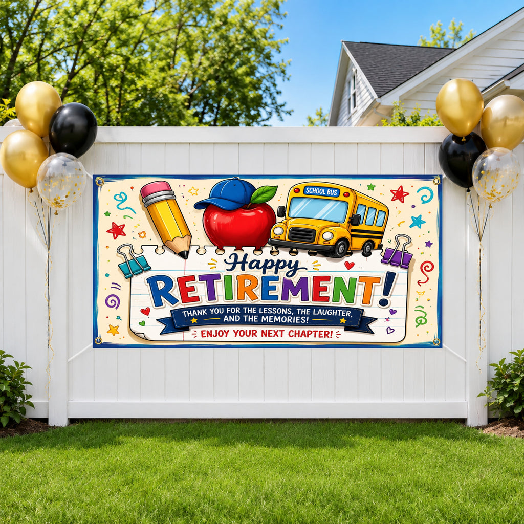 Teacher Retirement Banner, Retirement Party Sign, School Farewell Backdrop