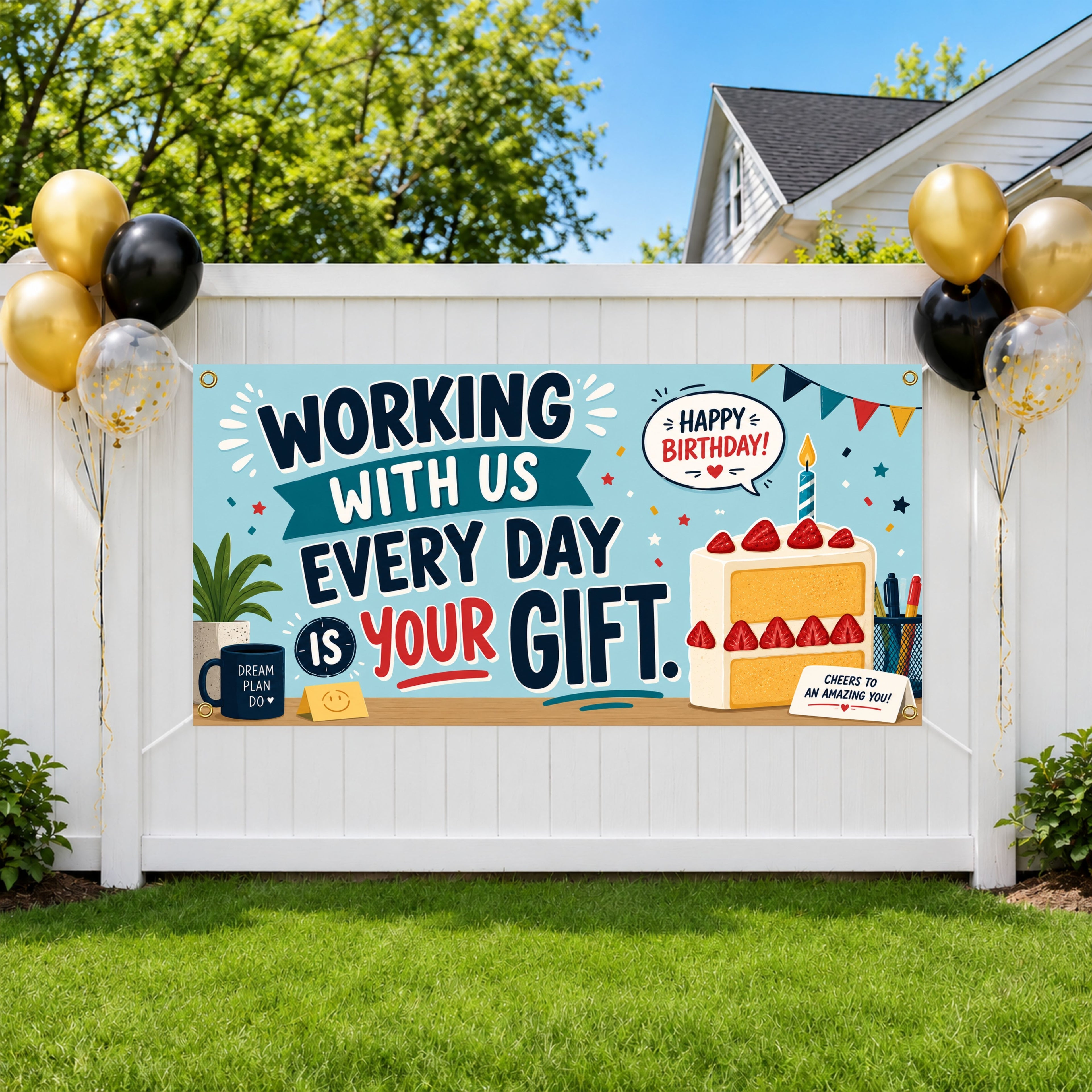 Coworker Birthday Banner, Funny Office Party Sign, Work Backdrop