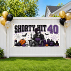 Funny 40th Birthday Banner, Skeleton Party Backdrop, Gothic Birthday Decor