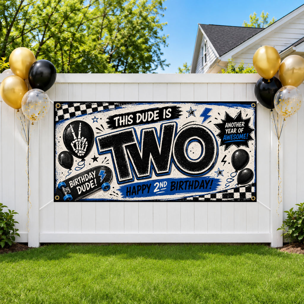 Skateboard 2nd Birthday Banner
