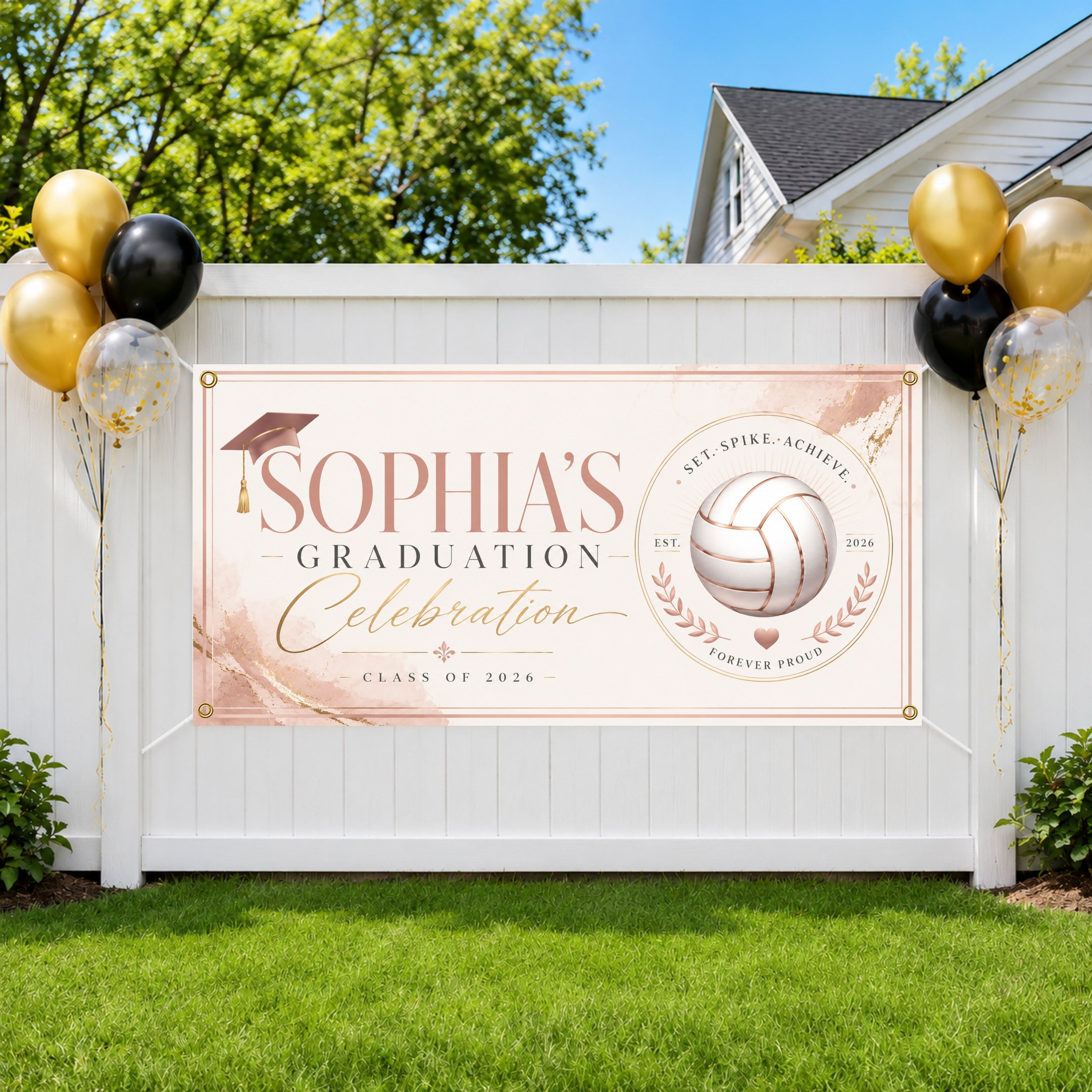 Volleyball Graduation Banner, Senior Athlete Sign, Custom Name Backdrop