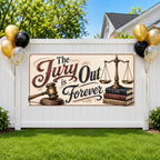 Lawyer Retirement Banner, Jury Is Out Sign, Office Farewell Backdrop