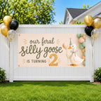 Funny 2nd Birthday Banner, Silly Goose Party Sign, Toddler Backdrop