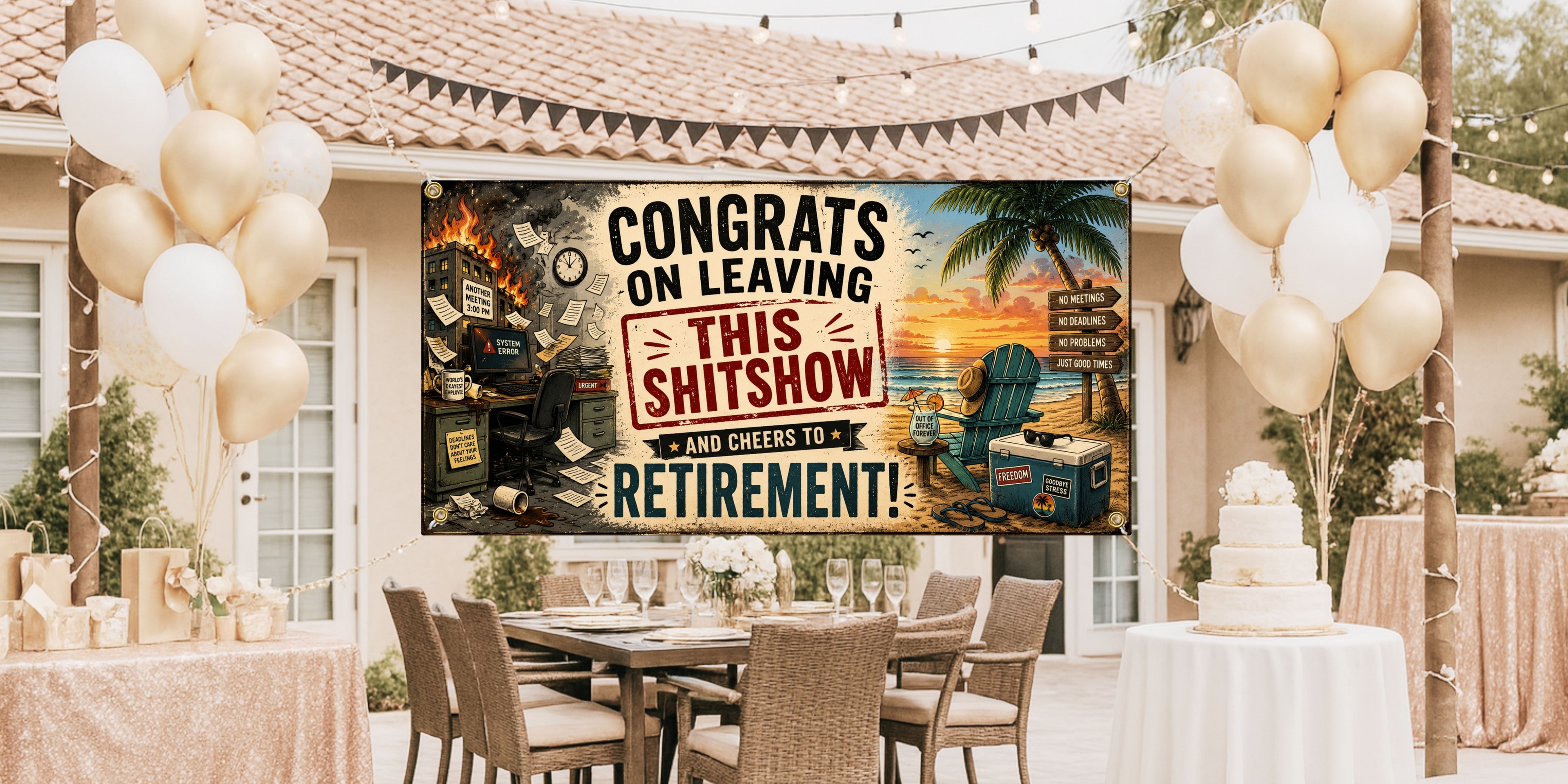 Funny Retirement Banner | Congrats on Leaving the Chaos Out of Office Forever