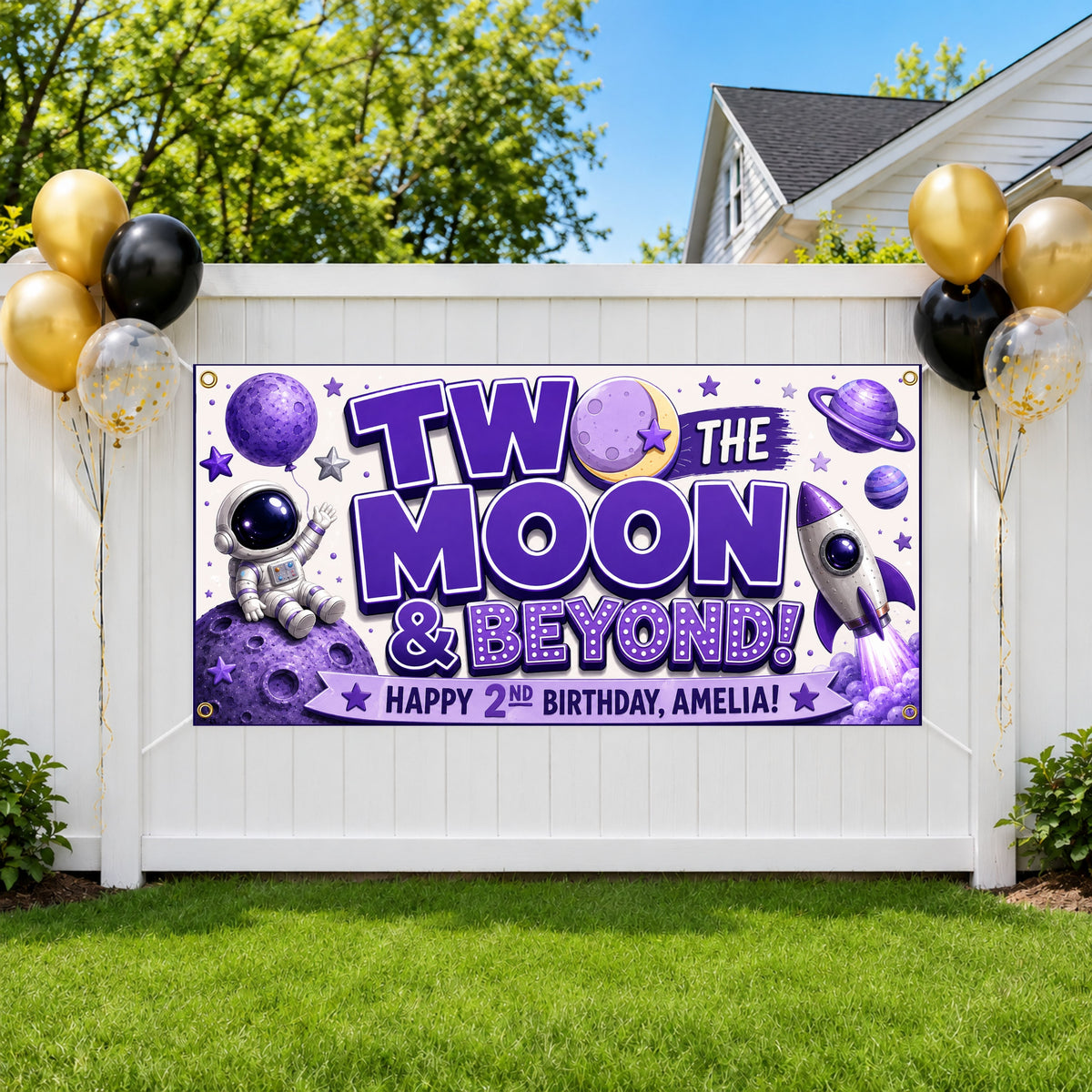 Space 2nd Birthday Banner