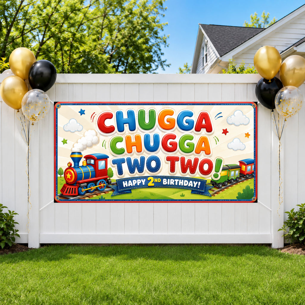 Train 2nd Birthday Banner