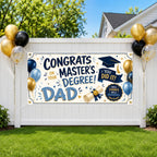 Masters Degree Banner, Dad Graduation Party Sign, Masters Grad Backdrop