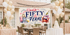 Fifty & Feral 50th Birthday Banner, Coastal  Grandmillennial Birthday Party Decor