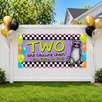 Funny 2nd Birthday Banner, Raccoon Party Sign, Toddler Backdrop