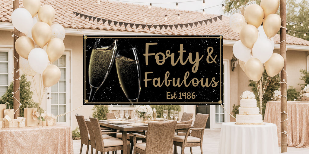 Forty & Fabulous Birthday Banner | Personalized 40th Birthday Decoration