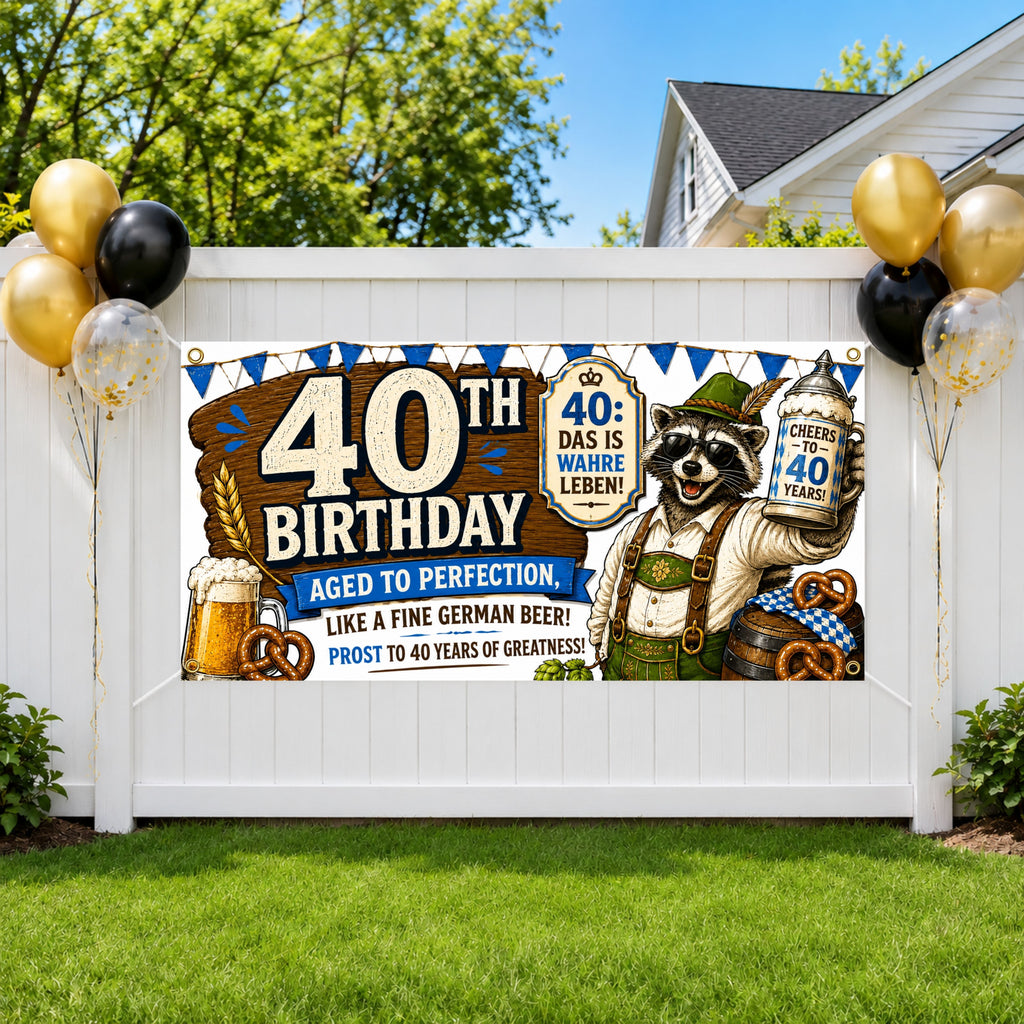 40th Birthday Banner, German Beer Party Backdrop, Funny Oktoberfest Sign