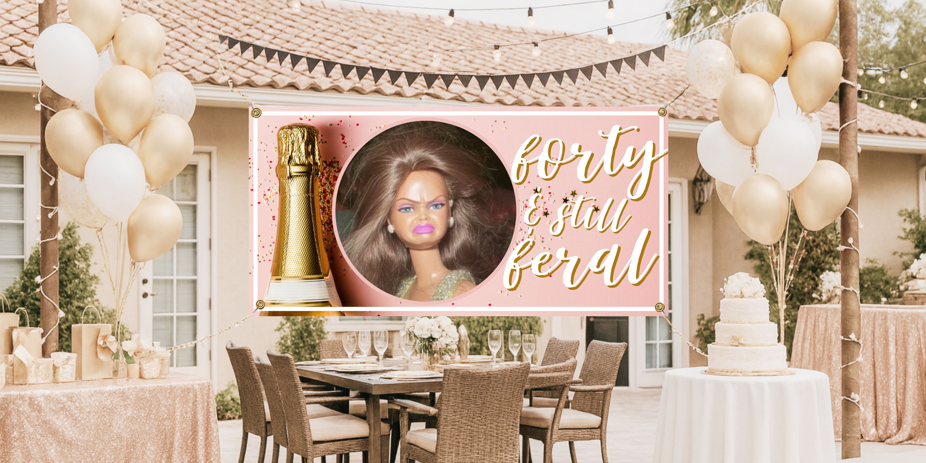 Funny Forty and Still Feral 40th Birthday Banner