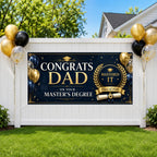 Masters Degree Banner, Dad Graduation Party Sign, Custom Grad Backdrop